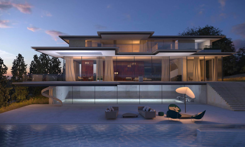 amadeus Panoramafenster für Wohnzimmer und Schlafzimmerin einer Privatvilla