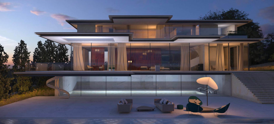 amadeus Panoramafenster für Wohnzimmer und Schlafzimmerin einer Privatvilla