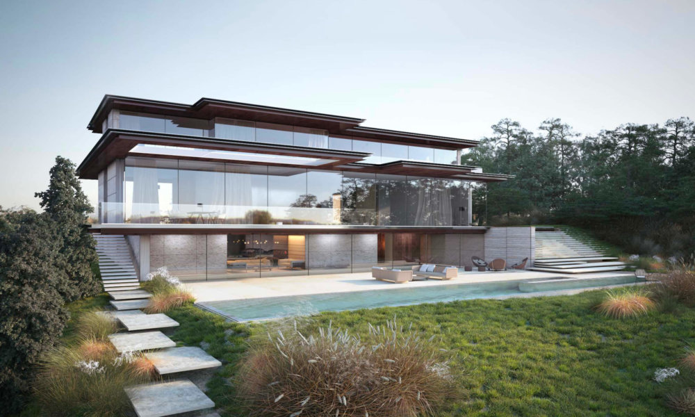 amadeus Rahmenlose Glasschiebefenster in einer Privatvilla